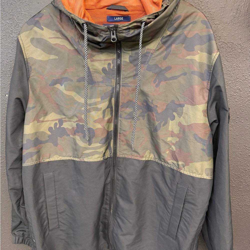 American Rag Camo Hooded Windbreaker Jacket